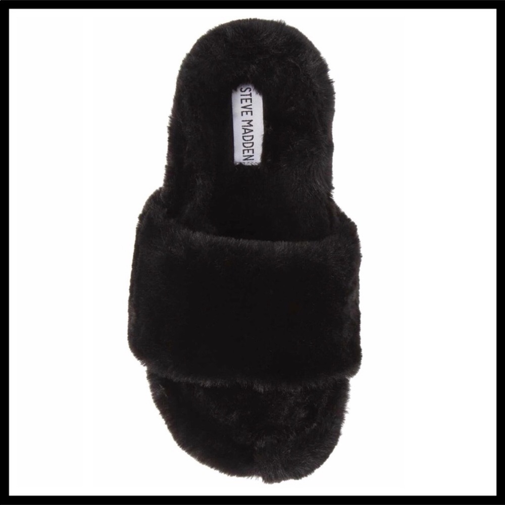 STEVE MADDEN FURRY SLIDES PLATFORM SANDALS - Picture 4 of 8